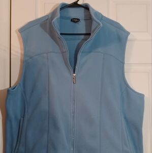 Women's LINKS Blue Fleece Vest Pockets Crew Neck Size 2X